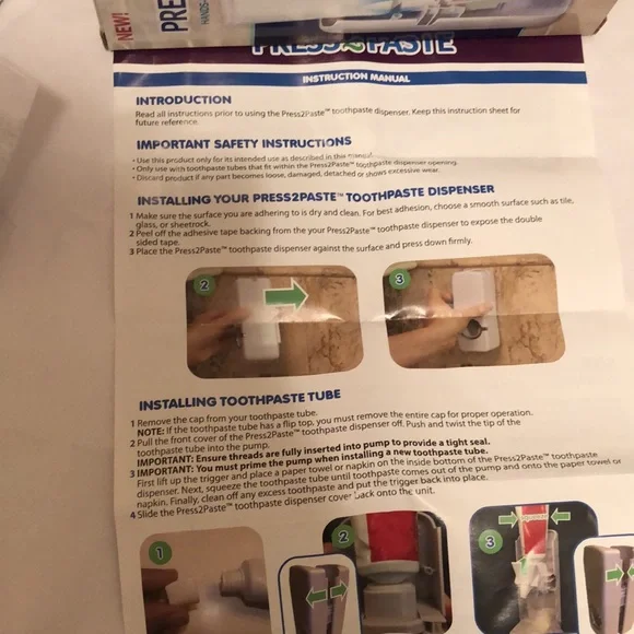 New in Box Press2Paste Hands Free Toothpaste Dispenser. Never used. Bonus holder - Picture 10 of 16